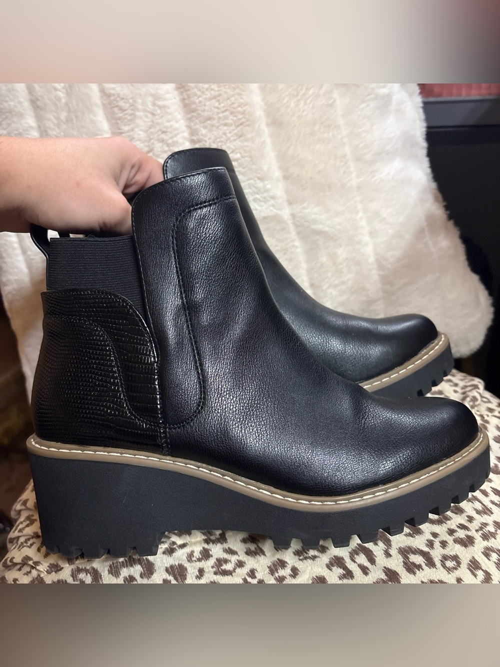 Dolce Vita Black Platform Chelsea Wedge Boots